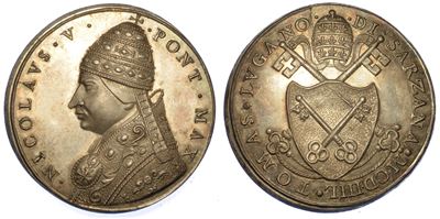 Stato Pontificio. Niccolo' V, 1447-1455. Medaglia di Restituzione in Argento. per L'anno di Elezi...