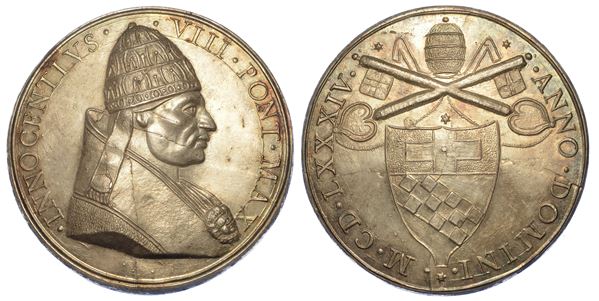 STATO PONTIFICIO. INNOCENZO VIII, 1484-1492. Medaglia di restituzione in argento. Per l'anno di elezione al pontificato.