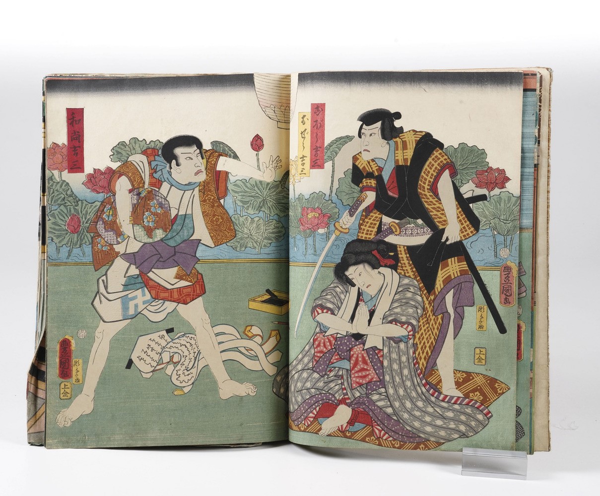 Kunisada Utagawa (toyokuni III) (1786-1865) - Yoshiiku Utagawa (1833-1904) Raccolta di Stampe Xil...