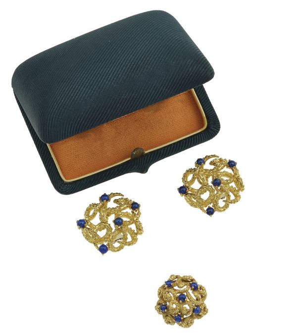 Lapis lazuli and gold demi-parure