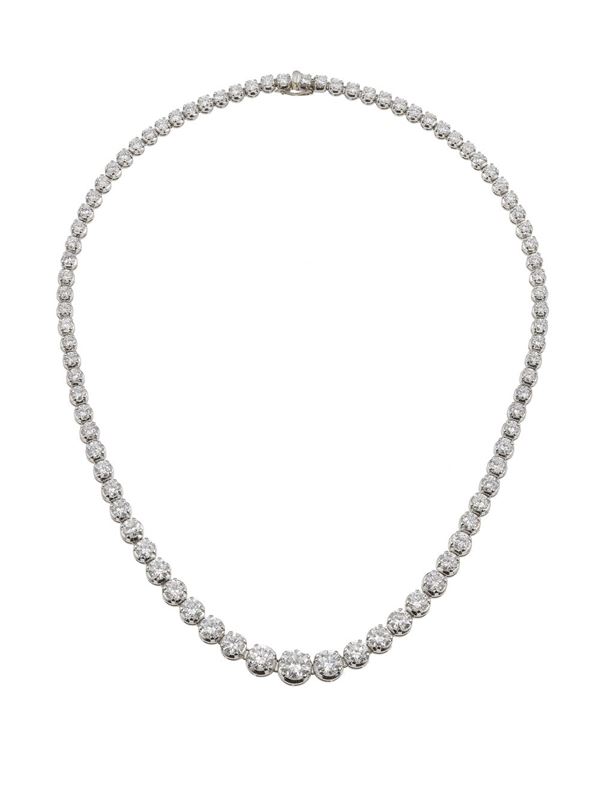 Diamond rivière necklace. Total carats 16.00 approximately