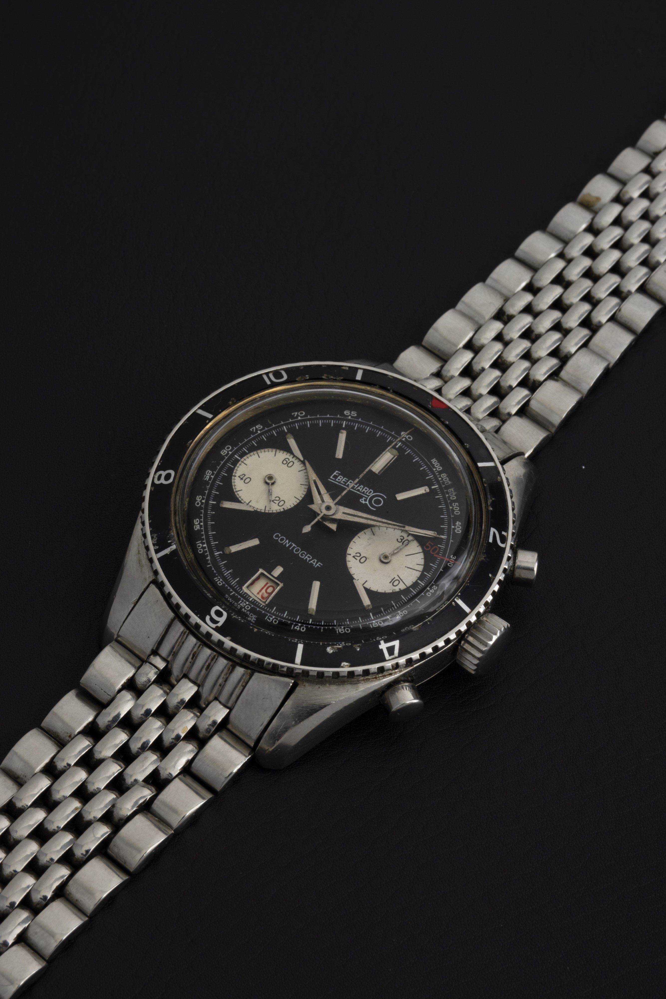 Eberhard & Co - Raro Contograf Ref 14901 in Acciaio, Cronografo Tasti a Pompa con Indicazione del...