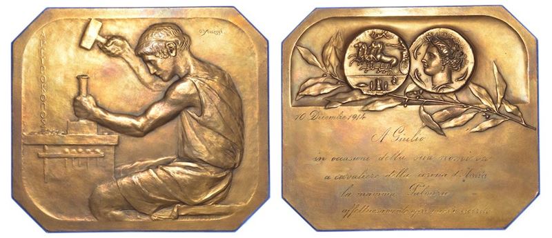REGNO D'ITALIA. INIZIO XX SECOLO. Placca in bronzo datata 10 Dicembre 1914  - Auction Numismatics - Cambi Casa d'Aste