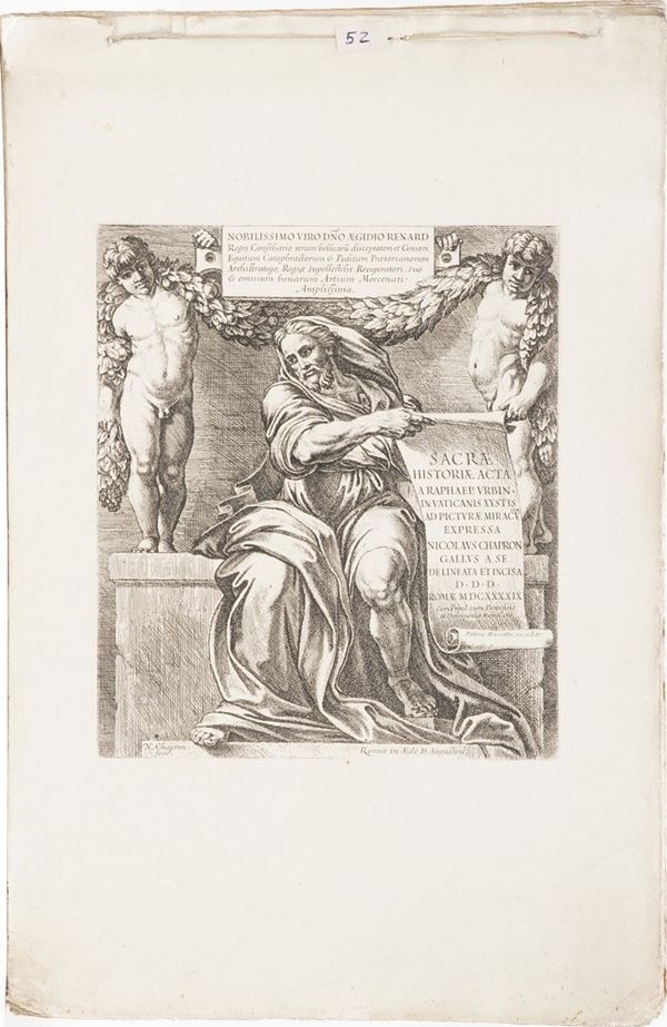 Chapron Nicolas - Petrus Mariette Sacrae historiae acta a Raphaele Urbin in Vaticanis xystis ad picturae miraculum expressa. Roma, 1649