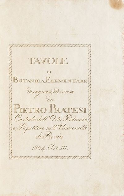 Pietro Pratesi Tavole di Botanica Elementare...(pavia Presso Galeazzi?), 1804