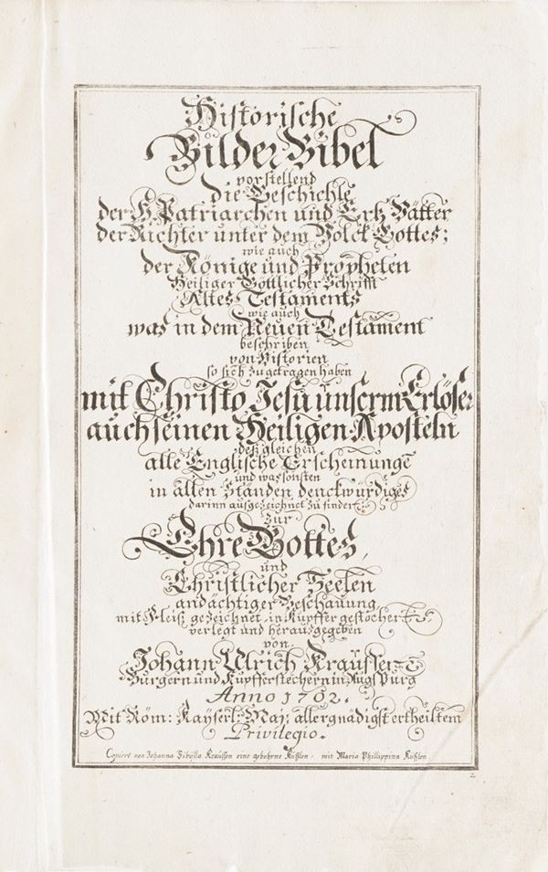 Johann Urich Kraufter Historiche Bilder Bibel... Augsburg, 1702