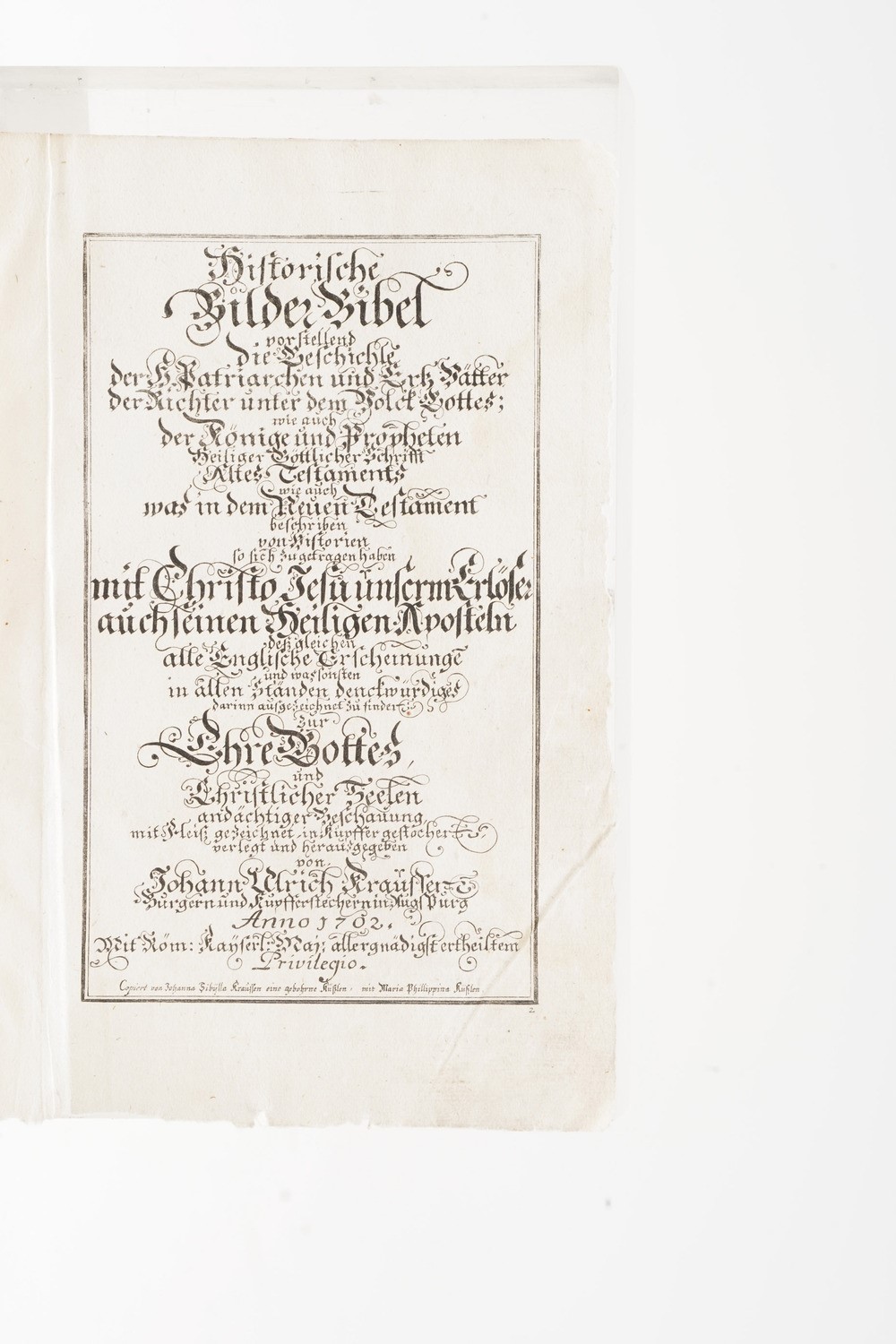 Johann Urich Kraufter Historiche Bilder Bibel... Augsburg, 1702