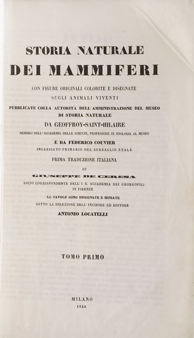 Geoffroy Saint Hilaire- Federico Couvier- Giuseppe De Seresa Storia Naturale dei Pesci...milano L...