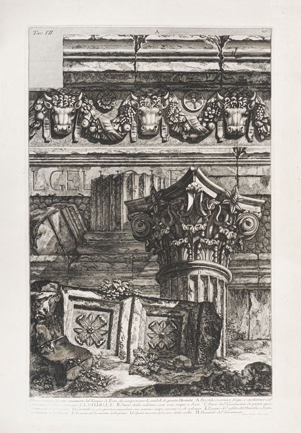 Piranesi Francesco (Roma, 4 aprile 1758 – Parigi, 23 gennaio 1810) Dimostrazione di vari ornamenti del tempio di Vesta...Roma, Regia Calcografia, prima metà del secolo XX (stampato da lastra originale).
