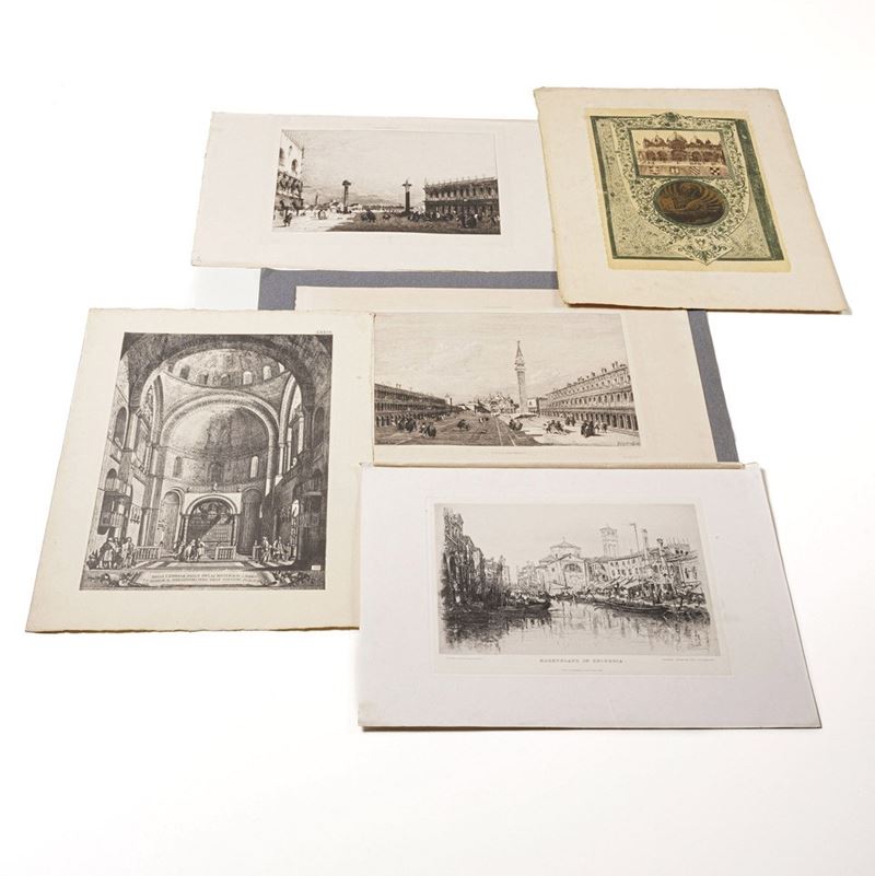 Venezia - incisioni Raccolta variegata di ottantasei incisioni riguardanti Venezia e la sua storia. Secoli XIX e XX.  - Asta Stampe, Vedute e Carte Geografiche - Cambi Casa d'Aste