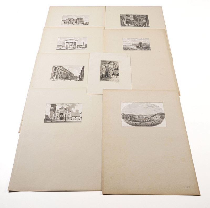 Architetture e vedute, secoli XVIII-XX secolo scelta di 32 stampe diverse per formato e tecniche  - Auction Prints, Views and Maps - Cambi Casa d'Aste