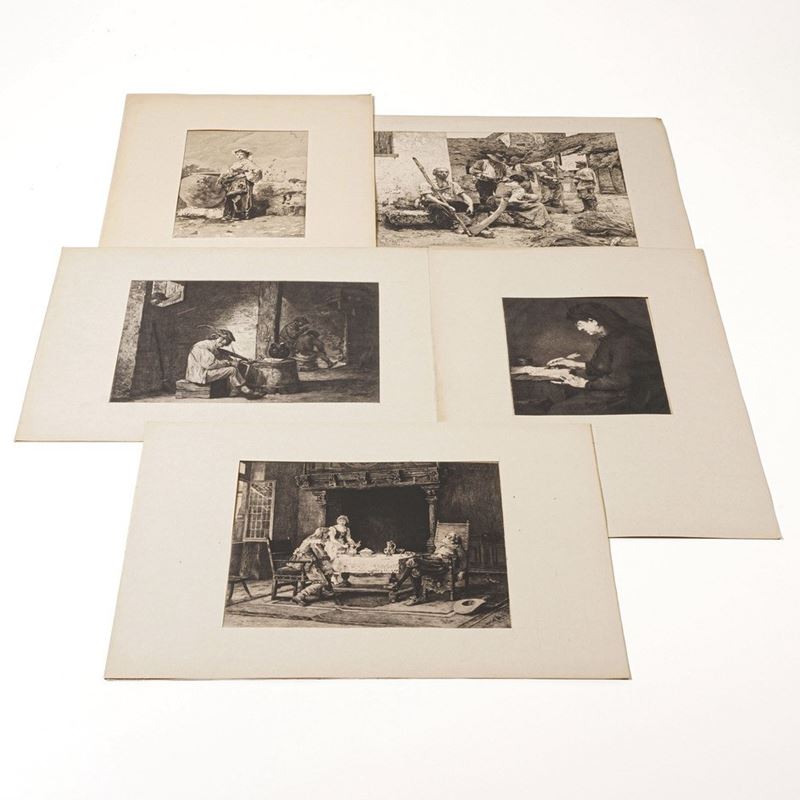 Soggetti bucolici, popolari e agresti Raccolta di settantaquattro stampe, perlopiù raffiguranti episodi e momenti della vita contadina e popolare...Francia e Italia secolo XIX.  - Asta Stampe, Vedute e Carte Geografiche - Cambi Casa d'Aste