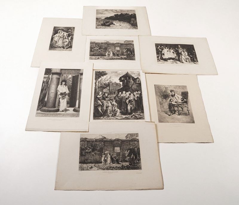 Società e costume Raccolta di ottantaquattro stampe diverse, perlopiù del secolo XIX, rappresentanti scene di genere e di costume.  - Asta Stampe, Vedute e Carte Geografiche - Cambi Casa d'Aste