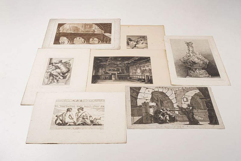 Arte Antica e Mondo Classico Raccolta di cinquantuno stampe, realizzate con tecniche diverse raffiguranti personaggi episodi e situazioni del mondo classico greco e romano e in generale dell'antichità.  - Auction Prints, Views and Maps - Cambi Casa d'Aste