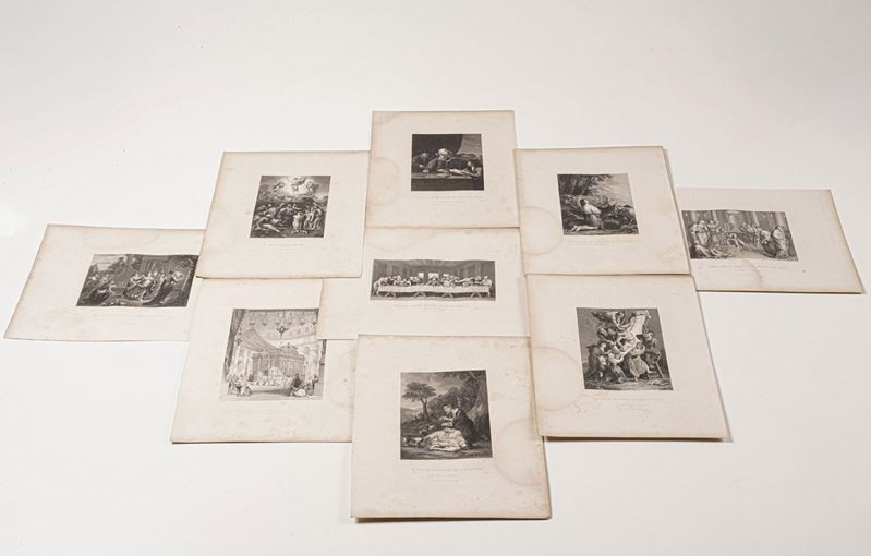 Religioni e soggetti sacri Raccolta di centoquindici incisioni di vario formato, perlopiù riproducenti quadri famosi, talvolta con soggetti originali legate alla sfera del sacro e della religiosità.  - Asta Stampe - Cambi Casa d'Aste