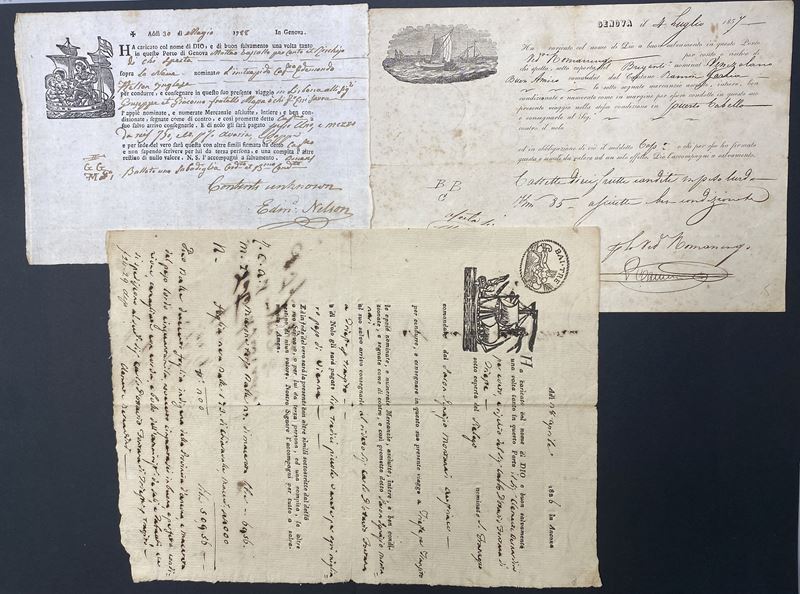 Polizze di carico italiane (15 esemplari) del XVIII e XIX secolo.  - Auction Postal History and Philately - Cambi Casa d'Aste