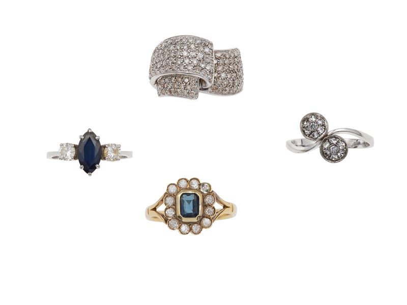 Four gem-set and gold rings  - Auction Jewels - Cambi Casa d'Aste