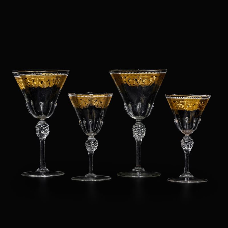 Servizio di calici Murano, probabilmente Salviati, 1930 circa   - Auction L'Art  de la Table - Cambi Casa d'Aste