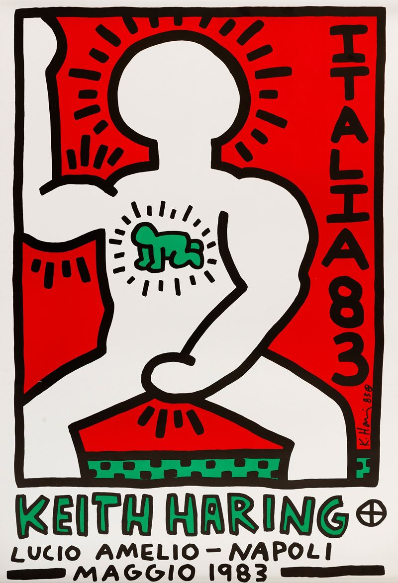 Keith Haring : Italia 83', Lucio Amelio - Napoli  - Auction POP Culture and Vintage Posters - Cambi Casa d'Aste