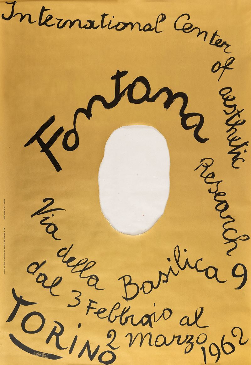 Lucio Fontana : International Center of Aestethic Research - Torino  - Auction POP Culture and Vintage Posters - Cambi Casa d'Aste