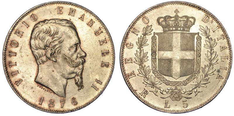 REGNO D’ITALIA. VITTORIO EMANUELE II DI SAVOIA, 1861-1878. 5 Lire 1876. Roma.  - Asta Numismatica - Cambi Casa d'Aste