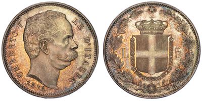 Regno D’italia. Umberto i di Savoia, 1878-1900. 5 Lire 1878.