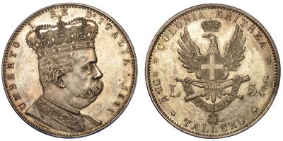 Regno D’italia - Colonia Dell’eritrea. Umberto i di Savoia, 1890-1896. Tallero 1891.