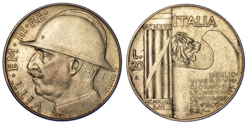 REGNO D’ITALIA. VITTORIO EMANUELE III DI SAVOIA, 1900-1946. 20 Lire 1928/A. VI. Elmetto.  - Auction Numismatics - Cambi Casa d'Aste