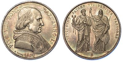 Bologna. Pio VIII, 1829-1830. Scudo 1830.