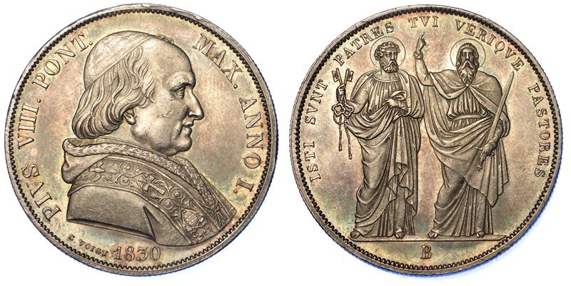 BOLOGNA. PIO VIII, 1829-1830. Scudo 1830.  - Auction Numismatics - Cambi Casa d'Aste