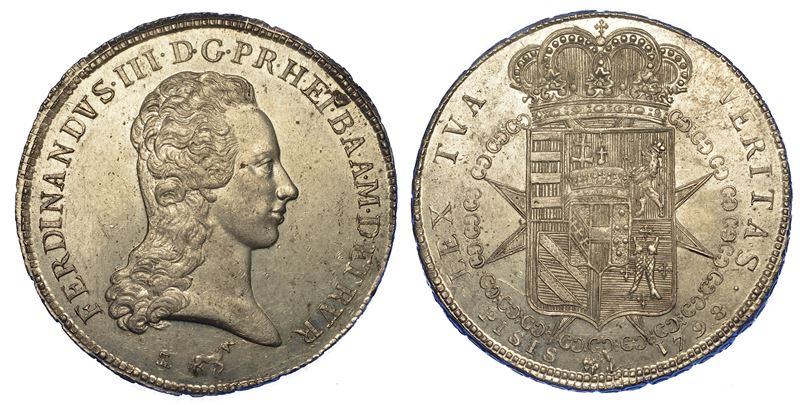 FIRENZE. FERDINANDO III DI LORENA, 1790-1801 (I periodo). Francescone 1798.  - Auction Numismatics - Cambi Casa d'Aste