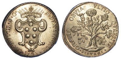 Livorno. Cosimo III De’ Medici, 1670-1723. Pezza della Rosa 1703.