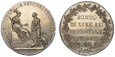 Milano. Repubblica Cisalpina, 1800-1802. Scudo da 6 Lire A. VIII.