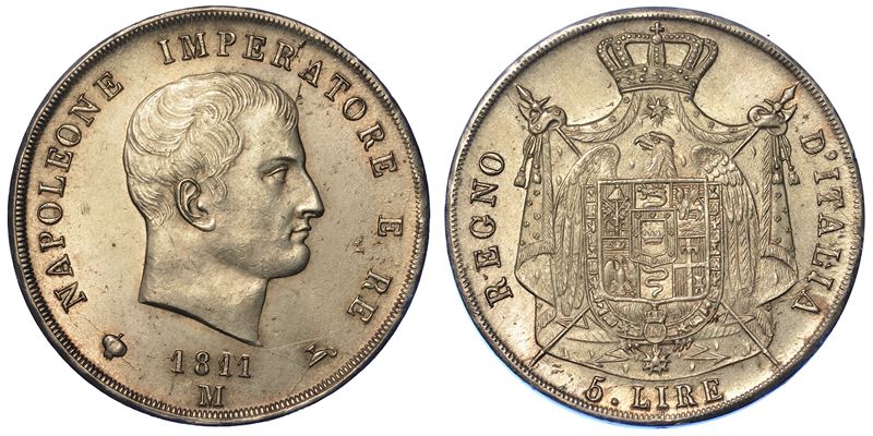 MILANO. NAPOLEONE, 1805-1814. 5 Lire 1811.  - Auction Numismatics - Cambi Casa d'Aste