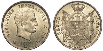 Milano. Napoleone, 1805-1814. 5 Lire 1812.