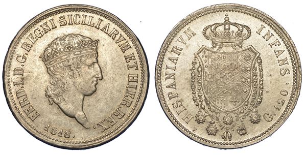 NAPOLI. FERDINANDO I DI BORBONE, 1816-1825. Piastra da 120 Grana 1818.
