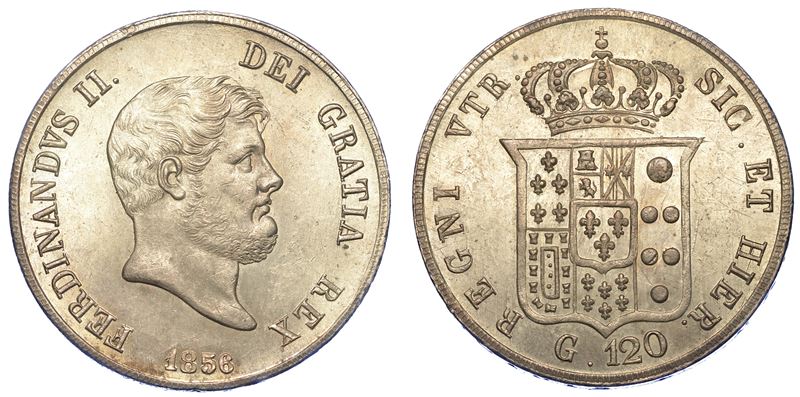NAPOLI. FERDINANDO II DI BORBONE, 1830-1859. Piastra da 120 Grana 1856.  - Asta Numismatica - Cambi Casa d'Aste