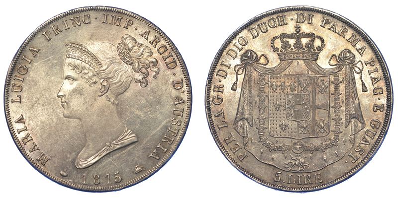 PARMA. MARIA LUIGIA D’AUSTRIA, 1815-1847. 5 Lire 1815.  - Auction Numismatics - Cambi Casa d'Aste