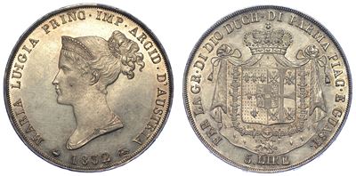 Parma. Maria Luigia D’austria, 1815-1847. 5 Lire 1832.