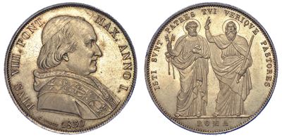 Roma. Pio VIII, 1829-1830. Scudo 1830/a. I.