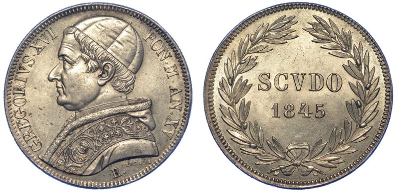 ROMA. GREGORIO XVI, 1831-1846. Scudo 1845/A. XV.  - Auction Numismatics - Cambi Casa d'Aste