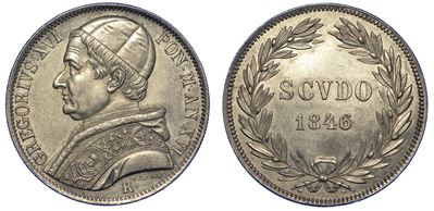 Roma. Gregorio XVI, 1831-1846. Scudo 1846/a. XVI.