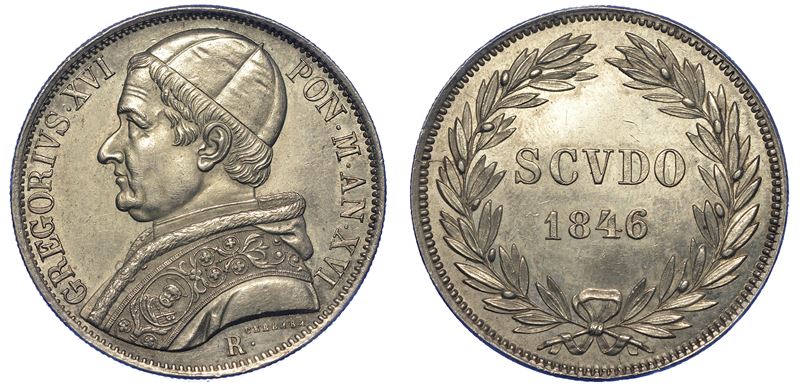 ROMA. GREGORIO XVI, 1831-1846. Scudo 1846/A. XVI.  - Auction Numismatics - Cambi Casa d'Aste