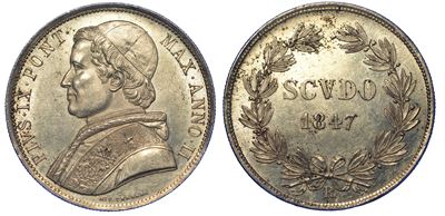 Roma. Pio IX, 1846-1878. Scudo 1847/a. II.