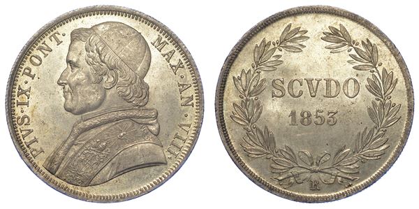 ROMA. PIO IX, 1846-1878. Scudo 1853/A. VIII.