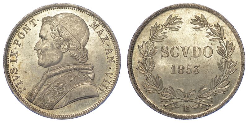 ROMA. PIO IX, 1846-1878. Scudo 1853/A. VIII.  - Auction Numismatics - Cambi Casa d'Aste