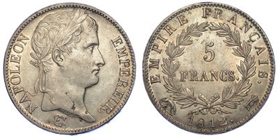 Roma. Napoleone, 1804-1814. 5 Franchi 1812.