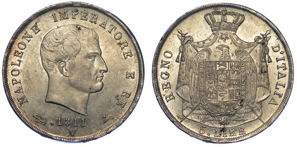 VENEZIA. NAPOLEONE, 1805-1814. 5 Lire 1811.