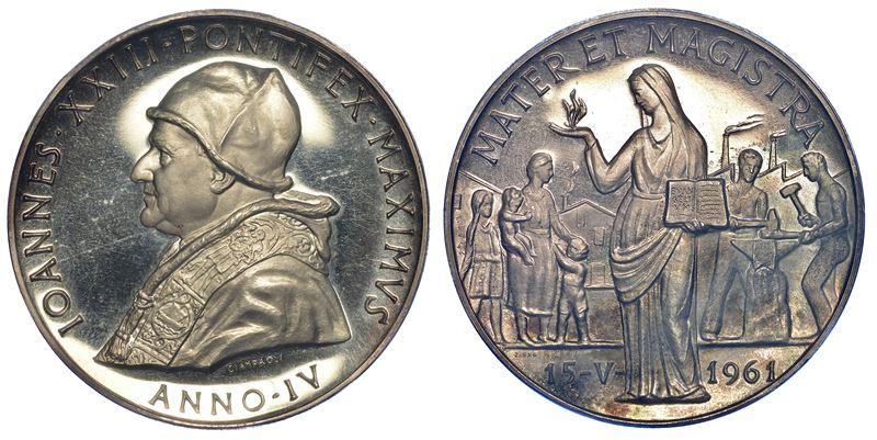 VATICANO. GIOVANNI XXIII, 1958-1963. Medaglia in argento A. IV.  - Auction Numismatics - Cambi Casa d'Aste