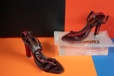 Missoni Sandali in Pelle Bordeaux Taglia 41 (usati Solo in Sfilata), Vestono un 40, Tacco 10 CM
